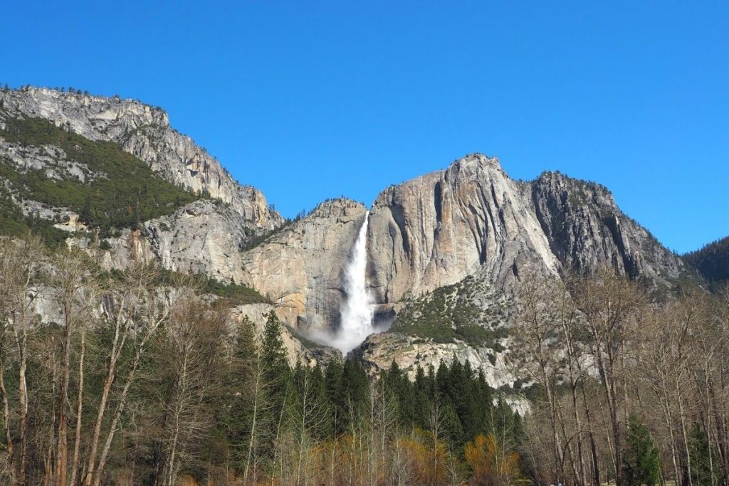 View of Tokopah Falls from the trail in Sequoia National Park