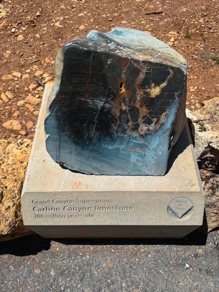 Rock sample along the Trail of Time in Grand Canyon National Park