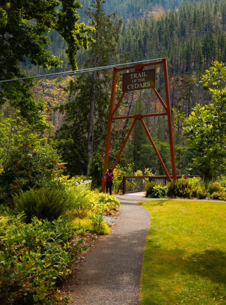 Sign for Trail of the Cedars in North Cascades National Park