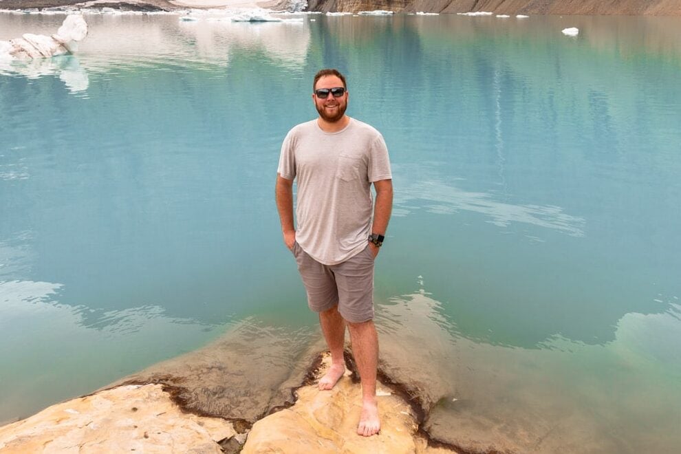 Evan at Upper Grinnell Lake in Glacier National Park