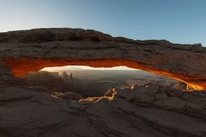 Mesa Arch at sunrise in Canyonlands National Park in Utah