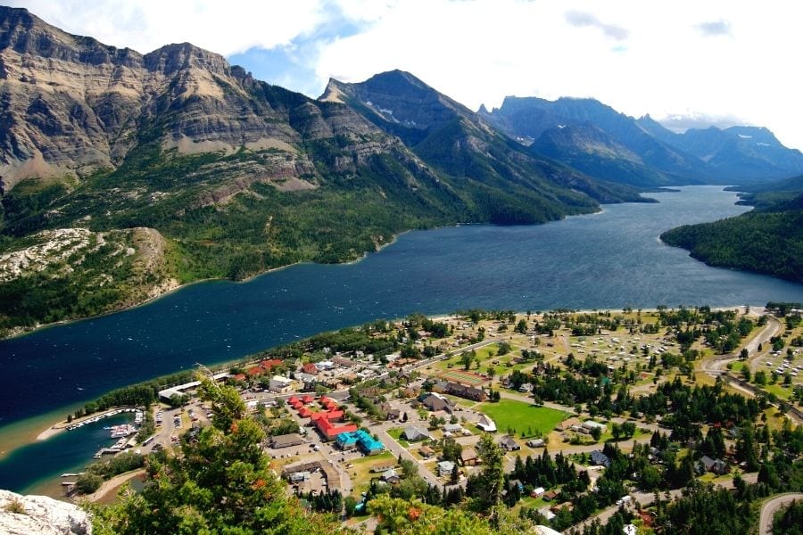 View of Waterton, Canada from above