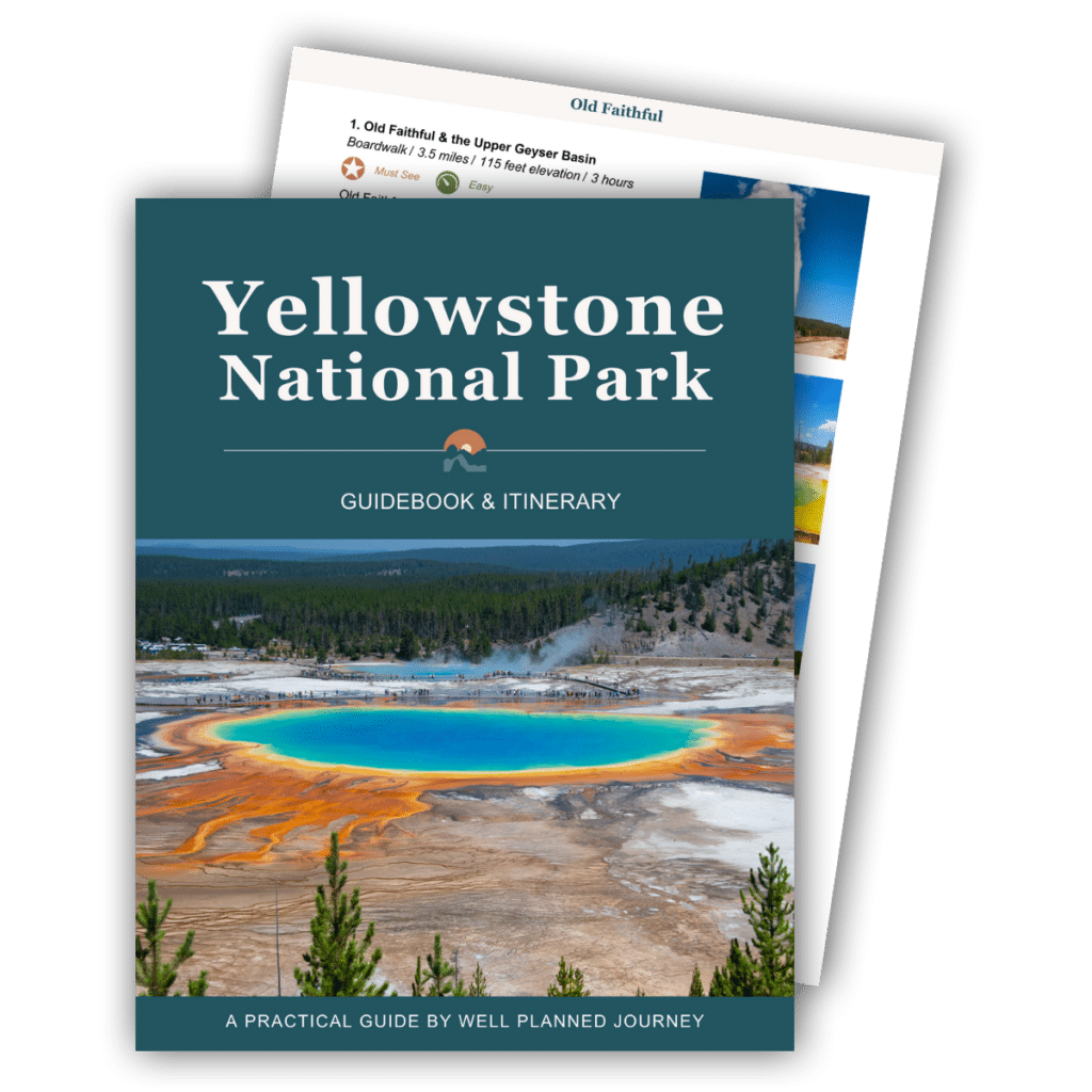 Preview of pages in the Yellowstone National Park Guidebook & Itinerary from Well Planned Journey